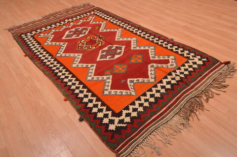 Kilim Red Hand Knotted 46 X 81  Area Rug 100-109171 Image 5