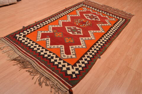 Kilim Red Hand Knotted 46 X 81  Area Rug 100-109171 Image 6