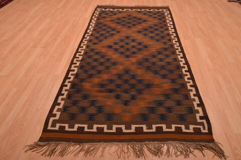 Kilim Brown Flat Woven 41 X 84  Area Rug 100-109180 Image 1
