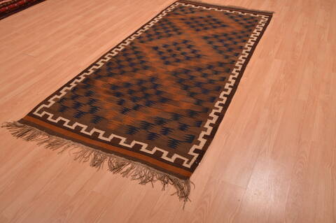 Kilim Brown Flat Woven 41 X 84  Area Rug 100-109180 Image 2