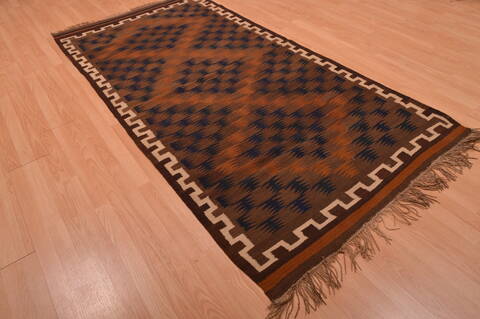 Kilim Brown Flat Woven 41 X 84  Area Rug 100-109180 Image 3