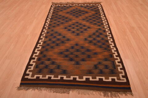 Kilim Brown Flat Woven 41 X 84  Area Rug 100-109180 Image 4