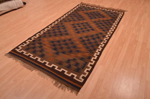 Kilim Brown Flat Woven 41 X 84  Area Rug 100-109180 Image 5
