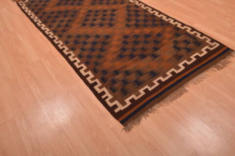 Kilim Brown Flat Woven 41 X 84  Area Rug 100-109180 Image 6