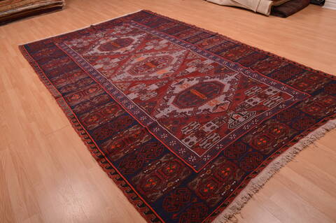 Kilim Red Hand Knotted 611 X 111  Area Rug 100-109186 Image 3