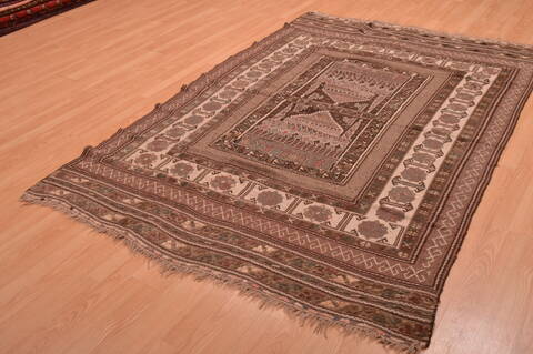 Kilim Brown Hand Knotted 54 X 86  Area Rug 100-109187 Image 2