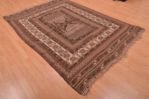 Kilim Brown Hand Knotted 54 X 86  Area Rug 100-109187 Image 3