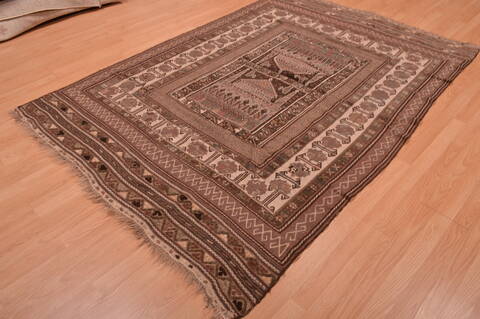 Kilim Brown Hand Knotted 54 X 86  Area Rug 100-109187 Image 4