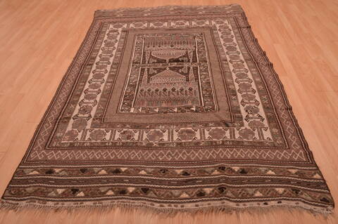 Kilim Brown Hand Knotted 54 X 86  Area Rug 100-109187 Image 5