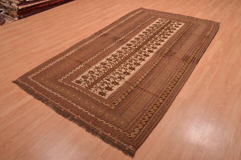 Kilim Beige Hand Knotted 52 X 91  Area Rug 100-109188 Image 2