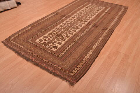 Kilim Beige Hand Knotted 52 X 91  Area Rug 100-109188 Image 5