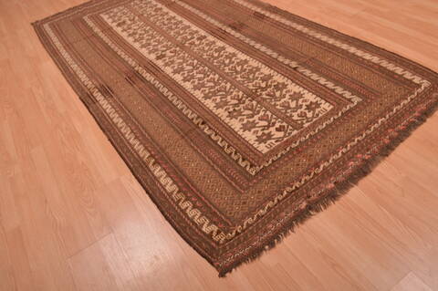 Kilim Beige Hand Knotted 52 X 91  Area Rug 100-109188 Image 6