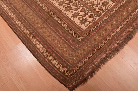 Kilim Beige Hand Knotted 52 X 91  Area Rug 100-109188 Image 7