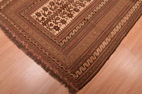 Kilim Beige Hand Knotted 52 X 91  Area Rug 100-109188 Image 9