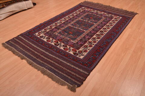 Baluch Blue Hand Knotted 50 X 85  Area Rug 100-109193 Image 4