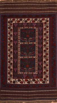 Afghan Baluch Blue Rectangle 5x8 ft Wool Carpet 109193