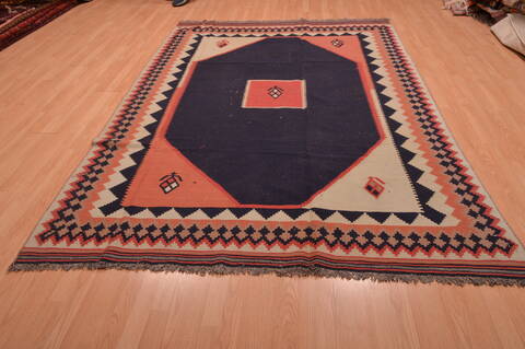 Kilim Blue Flat Woven 67 X 99  Area Rug 100-109196 Image 1