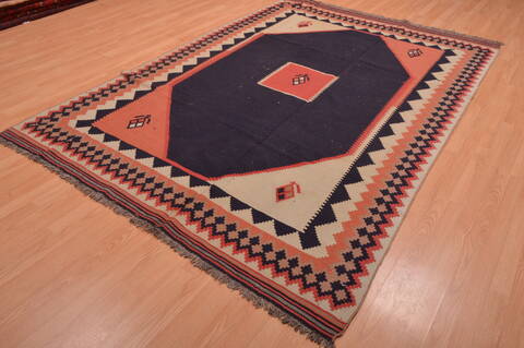 Kilim Blue Flat Woven 67 X 99  Area Rug 100-109196 Image 2