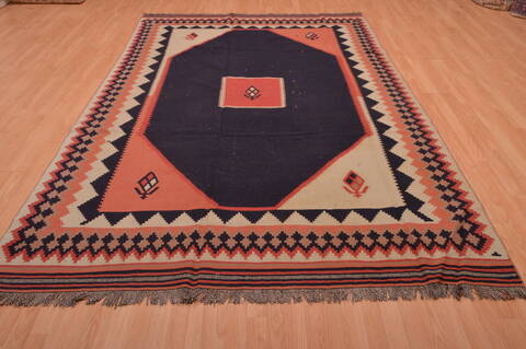 Kilim Blue Flat Woven 67 X 99  Area Rug 100-109196 Image 4