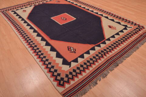 Kilim Blue Flat Woven 67 X 99  Area Rug 100-109196 Image 6