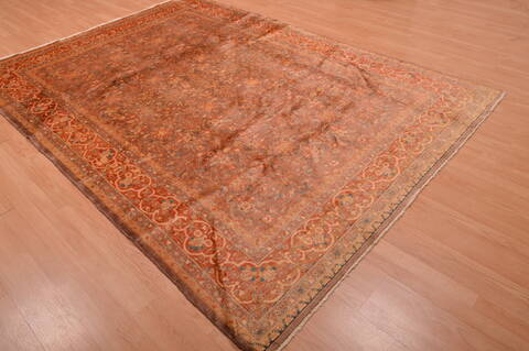 Kashan Orange Hand Knotted 68 X 94  Area Rug 100-109207 Image 3