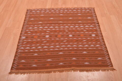 Kilim Brown Square Flat Woven 38 X 310  Area Rug 100-109215 Image 1