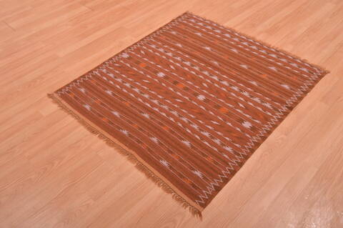 Kilim Brown Square Flat Woven 38 X 310  Area Rug 100-109215 Image 2