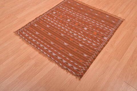 Kilim Brown Square Flat Woven 38 X 310  Area Rug 100-109215 Image 5