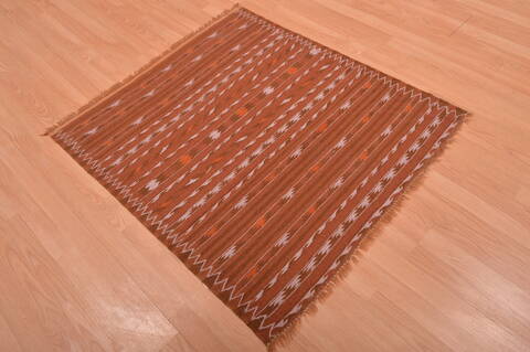 Kilim Brown Square Flat Woven 38 X 310  Area Rug 100-109215 Image 6