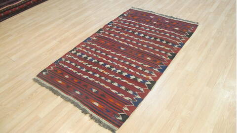 Kilim Red Flat Woven 37 X 60  Area Rug 100-109223 Image 2
