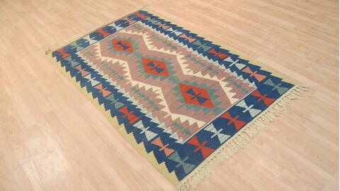 Kilim Blue Flat Woven 36 X 59  Area Rug 100-109224 Image 5