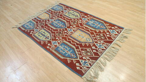 Kilim Red Flat Woven 36 X 50  Area Rug 100-109232 Image 3