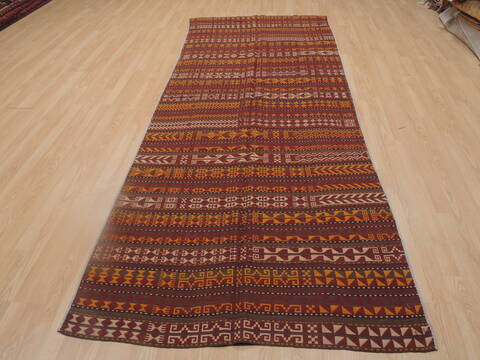 Kilim Orange Runner Flat Woven 41 X 107  Area Rug 100-109270 Image 1