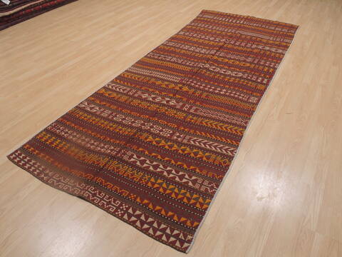 Kilim Orange Runner Flat Woven 41 X 107  Area Rug 100-109270 Image 2