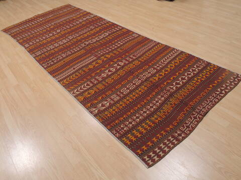 Kilim Orange Runner Flat Woven 41 X 107  Area Rug 100-109270 Image 3