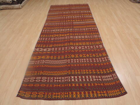 Kilim Orange Runner Flat Woven 41 X 107  Area Rug 100-109270 Image 4