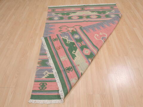 Kilim Green Flat Woven 46 X 60  Area Rug 100-109277 Image 12