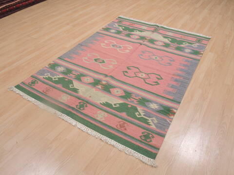 Kilim Green Flat Woven 46 X 60  Area Rug 100-109277 Image 2
