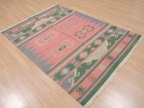 Kilim Green Flat Woven 46 X 60  Area Rug 100-109277 Image 3