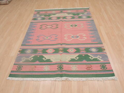Kilim Green Flat Woven 46 X 60  Area Rug 100-109277 Image 4