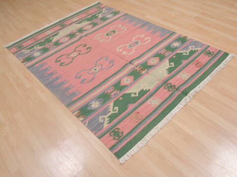 Kilim Green Flat Woven 46 X 60  Area Rug 100-109277 Image 5