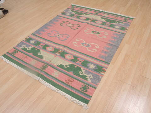 Kilim Green Flat Woven 46 X 60  Area Rug 100-109277 Image 6