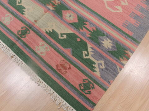 Kilim Green Flat Woven 46 X 60  Area Rug 100-109277 Image 7