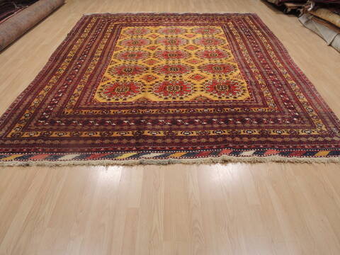 Khan Mohammadi Yellow Hand Knotted 89 X 107  Area Rug 100-109292 Image 1