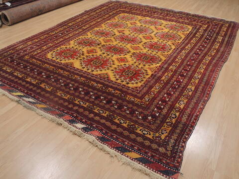 Khan Mohammadi Yellow Hand Knotted 89 X 107  Area Rug 100-109292 Image 2