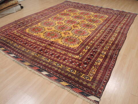 Khan Mohammadi Yellow Hand Knotted 89 X 107  Area Rug 100-109292 Image 4