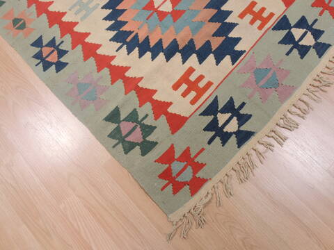 Kilim Green Flat Woven 38 X 59  Area Rug 100-109314 Image 12
