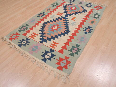 Kilim Green Flat Woven 38 X 59  Area Rug 100-109314 Image 2