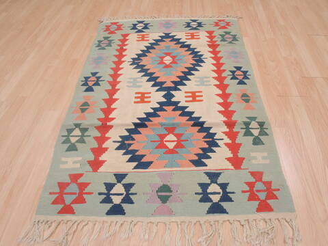 Kilim Green Flat Woven 38 X 59  Area Rug 100-109314 Image 4