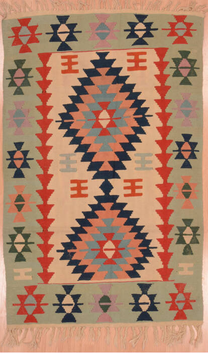 Kilim Green Flat Woven 38 X 59  Area Rug 100-109314 Image 0